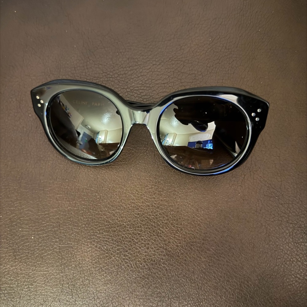 Celine Black Cat-Eye Sunglasses with Silver Stud Accents